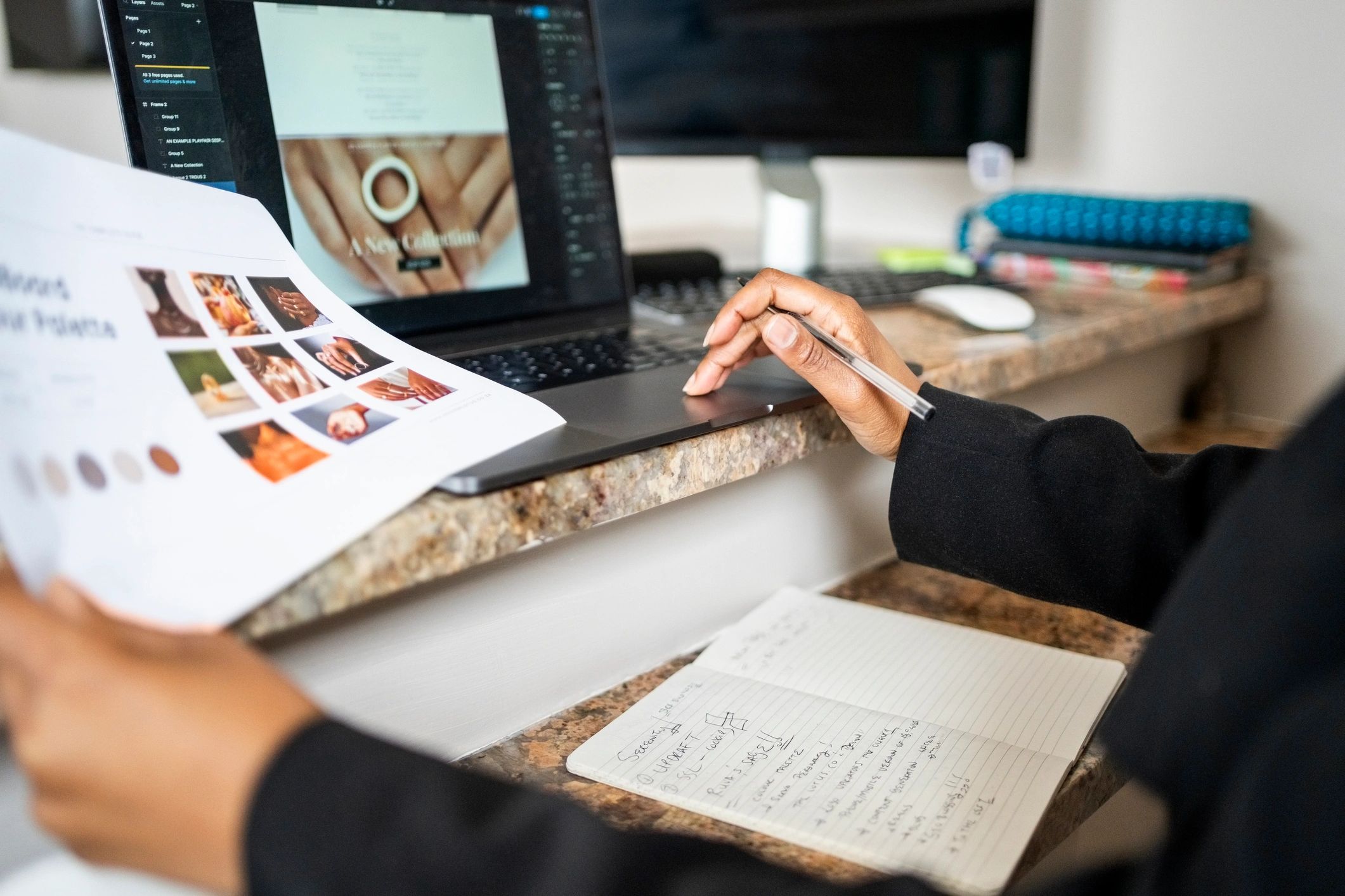 Website designer working on a laptop